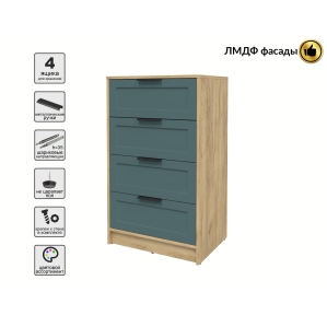 Kомод Тренд КТ-К60 (Дуб золотой ЛДСП/ Верде ЛМДФ) Ш600 В1020 Г451